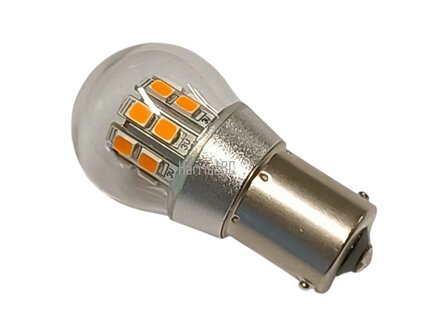 BA15S led 6 volt gelijkstroom (DC) 21 watt massa negatief 18  ledjes diverse kleuren. (BA15S.18.21.OO.41)