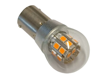 BA15S led 6 volt gelijkstroom (DC) 21 watt massa negatief 18  ledjes diverse kleuren. (BA15S.18.21.OO.41)