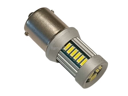 Led BA15S 6 volt bi-polariteit 30 SMD rem of knipperlicht (21 watt) 300 lum amber (geel). (BA15S.21.OA.03)